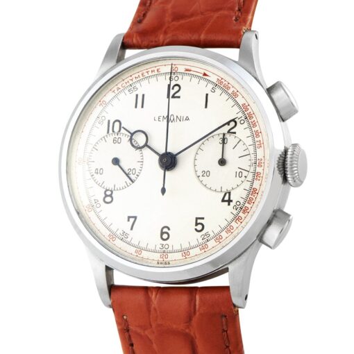 Vintage Two Register Chronograph Silver Dial Watch - Image 4