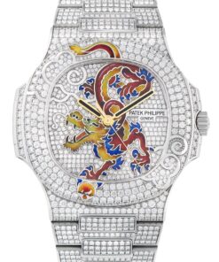 Nautilus Shanghai Full Diamond and Enamel White Gold Watch 5720/1G-001 Dragon