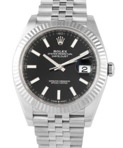 Datejust 41 Black Dial Steel and White Gold Jubilee Watch 126334